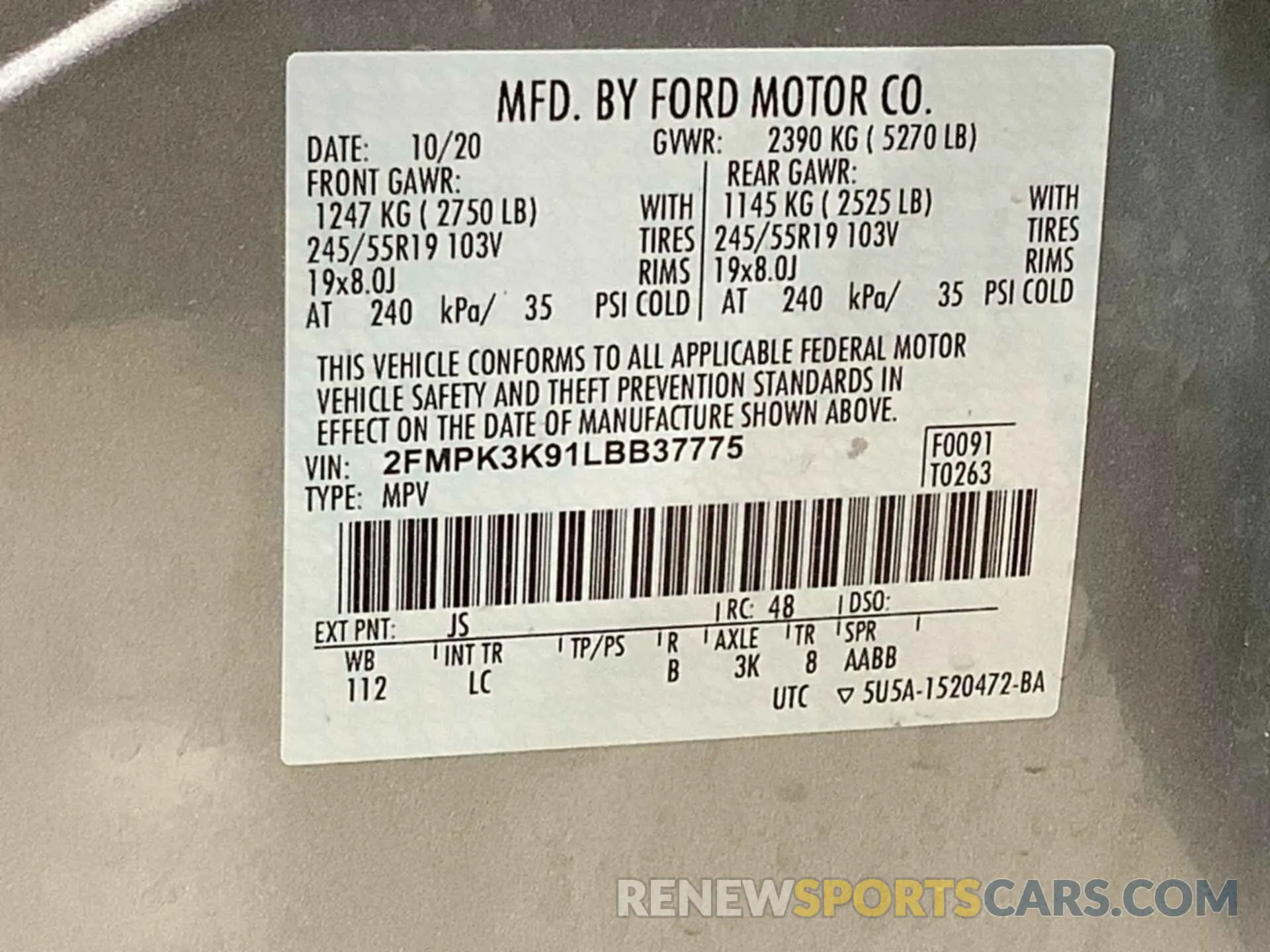 25 Photograph of a damaged car 2FMPK3K91LBB37775 FORD EDGE 2020