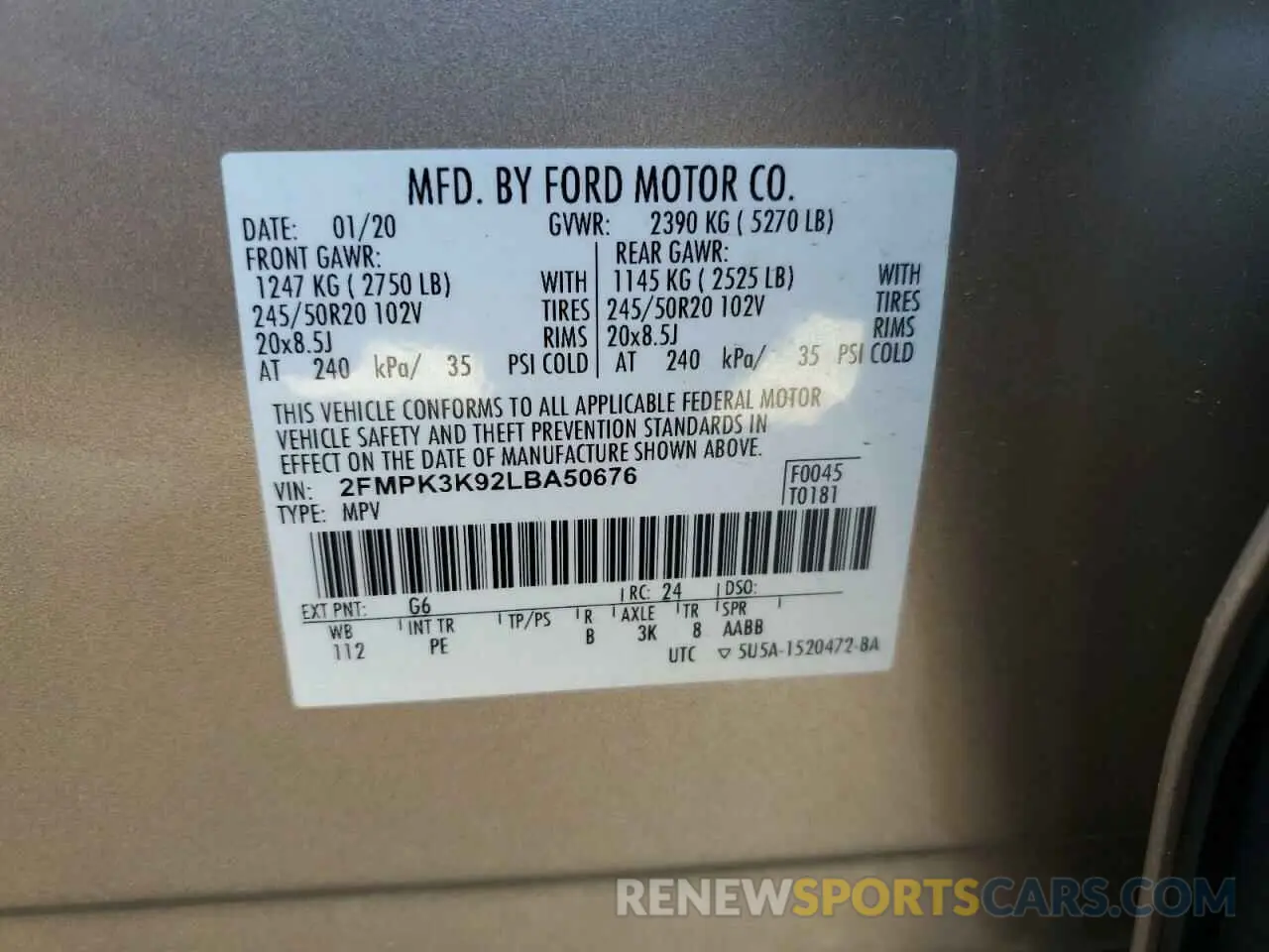 14 Photograph of a damaged car 2FMPK3K92LBA50676 FORD EDGE 2020