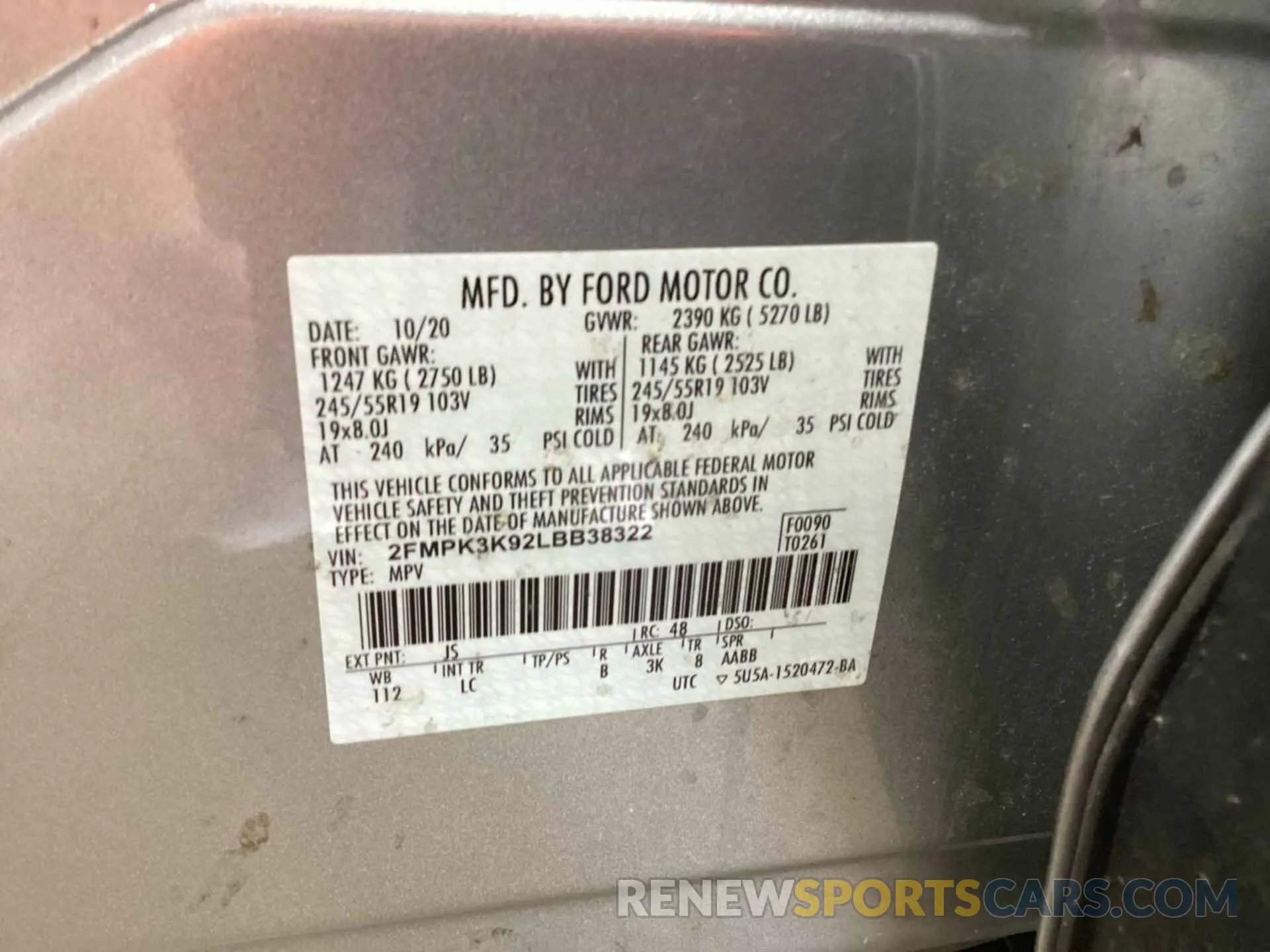 23 Photograph of a damaged car 2FMPK3K92LBB38322 FORD EDGE 2020