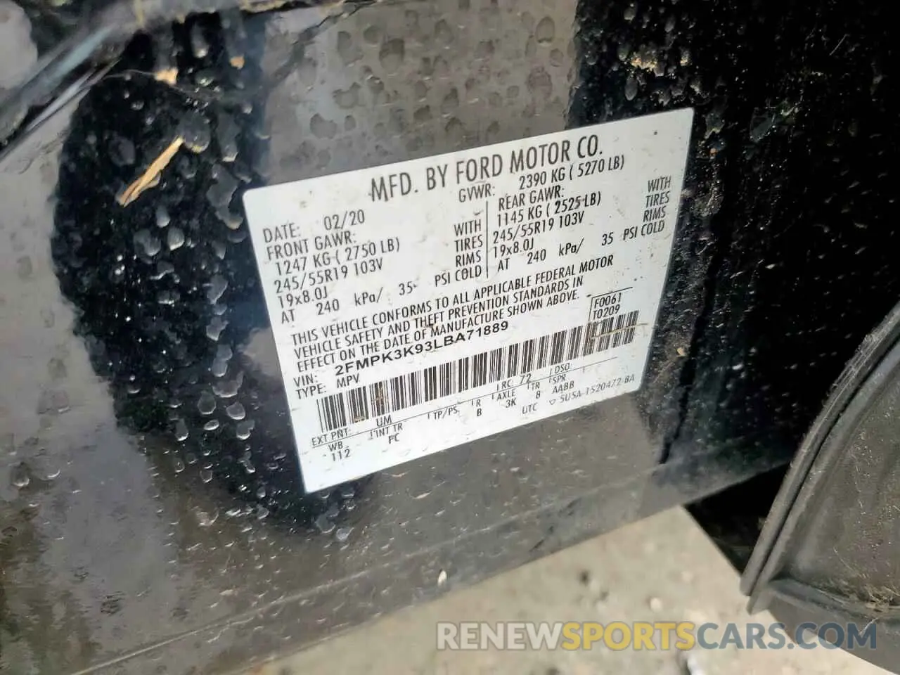 13 Photograph of a damaged car 2FMPK3K93LBA71889 FORD EDGE 2020
