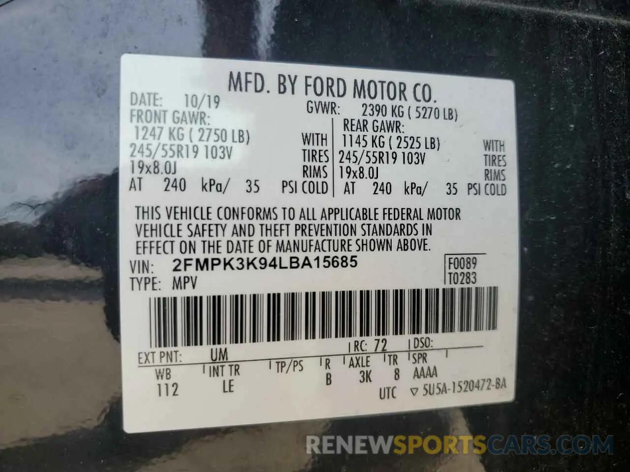 13 Photograph of a damaged car 2FMPK3K94LBA15685 FORD EDGE 2020