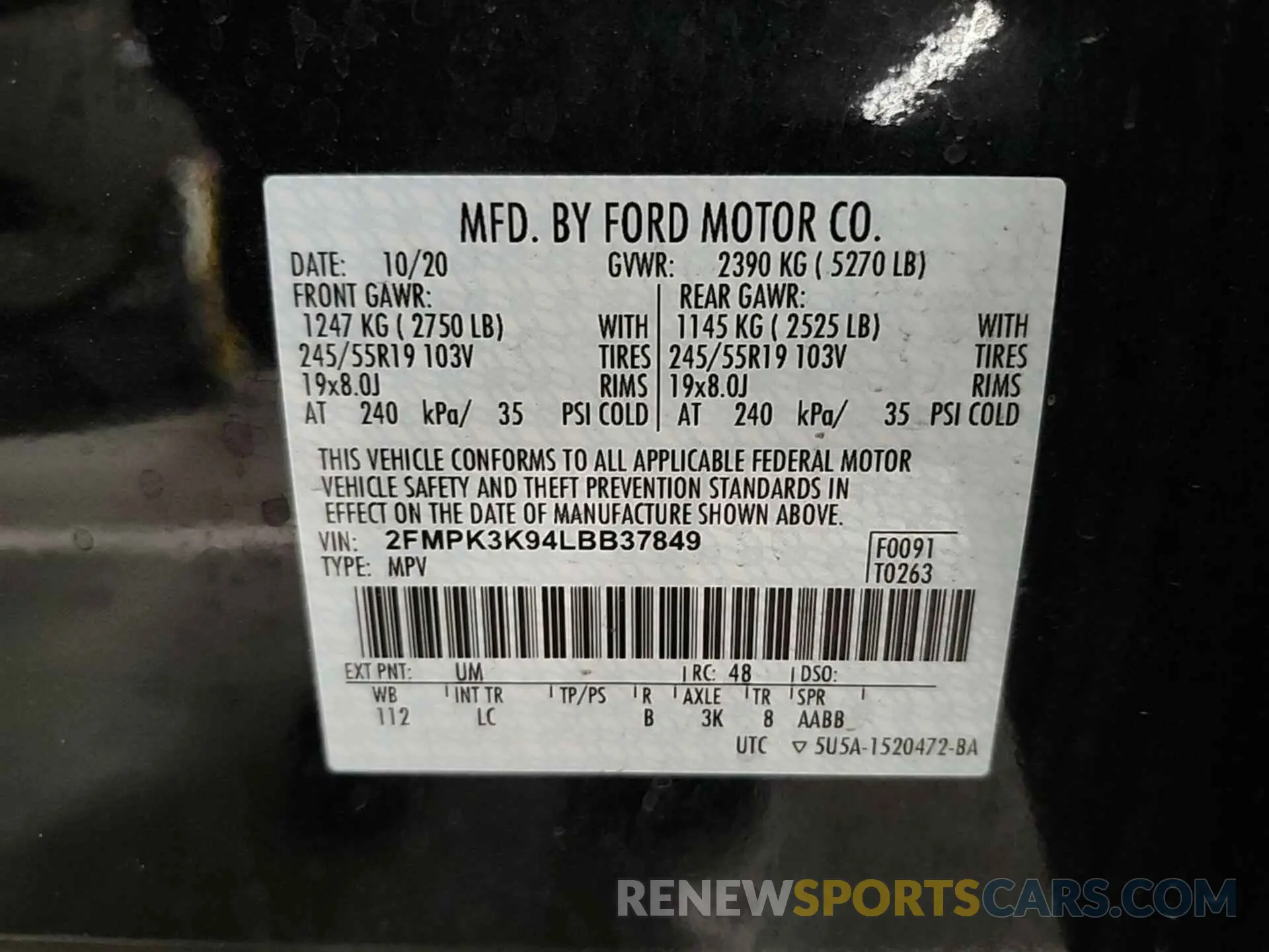 29 Photograph of a damaged car 2FMPK3K94LBB37849 FORD EDGE 2020