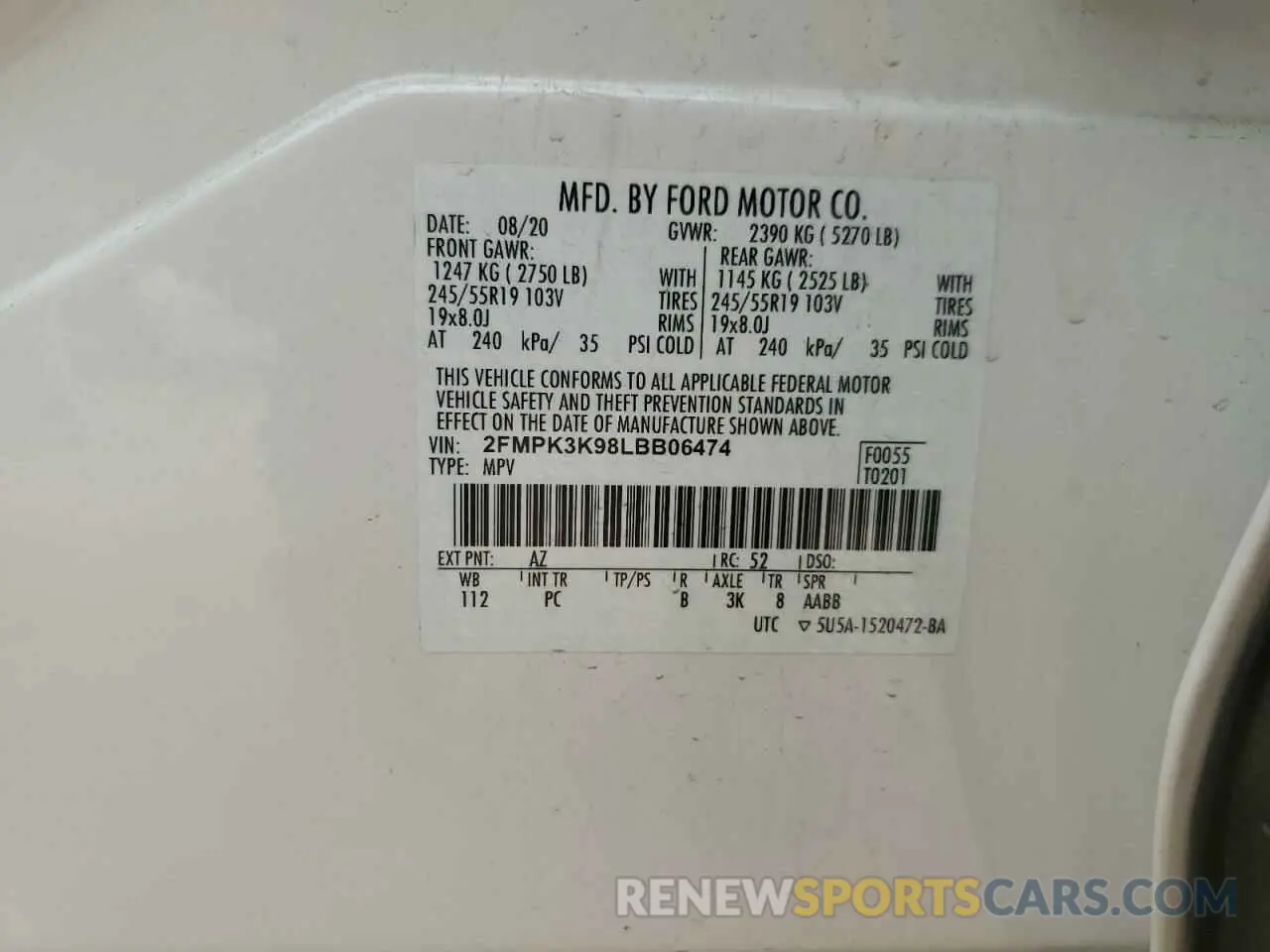 13 Photograph of a damaged car 2FMPK3K98LBB06474 FORD EDGE 2020