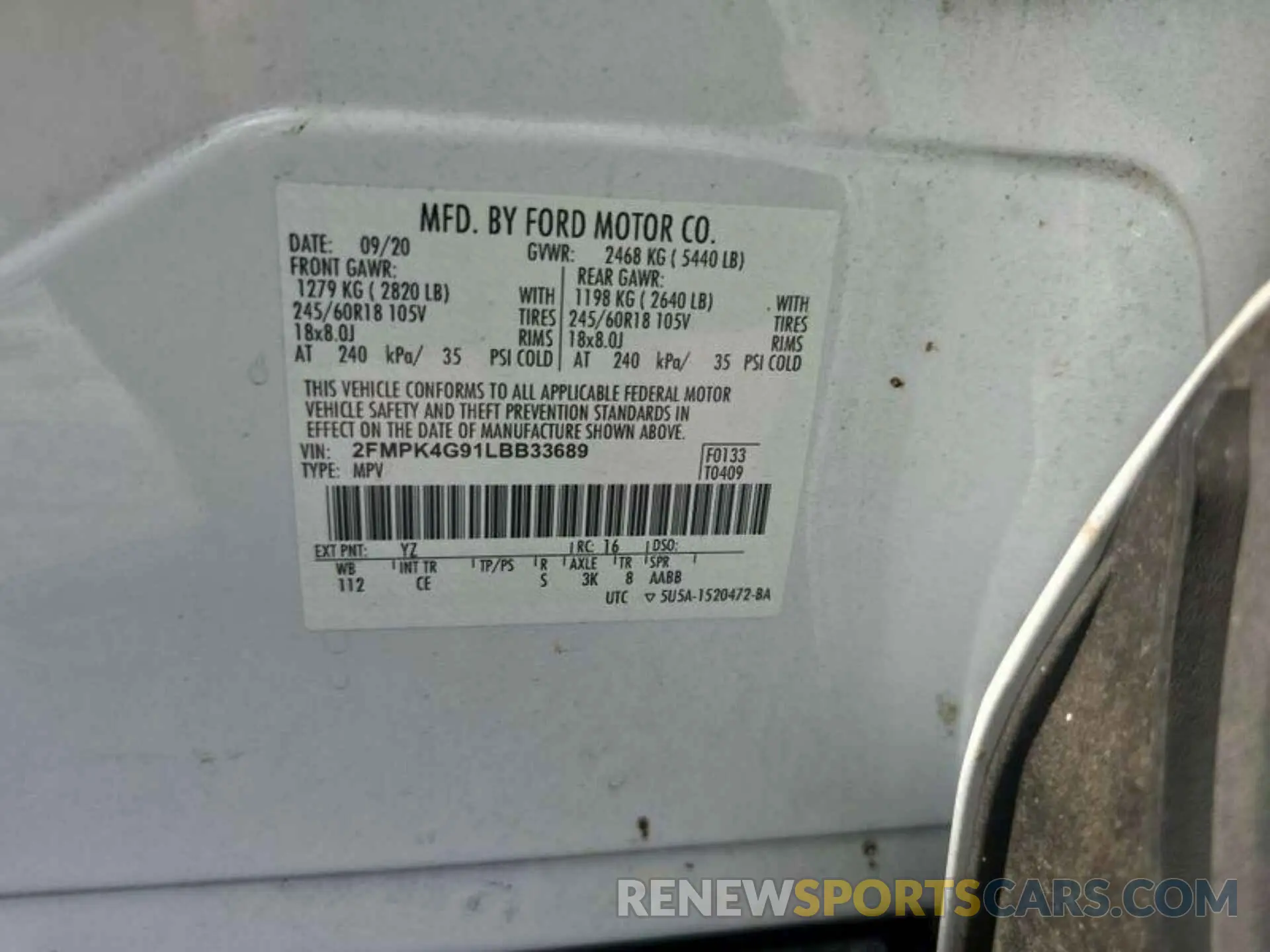 16 Photograph of a damaged car 2FMPK4G91LBB33689 FORD EDGE 2020
