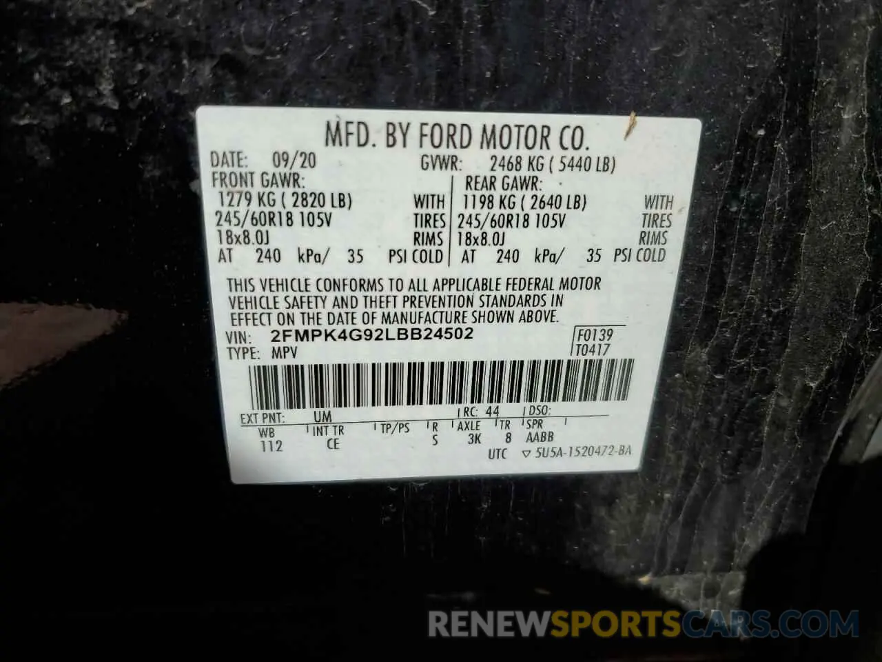 13 Photograph of a damaged car 2FMPK4G92LBB24502 FORD EDGE 2020