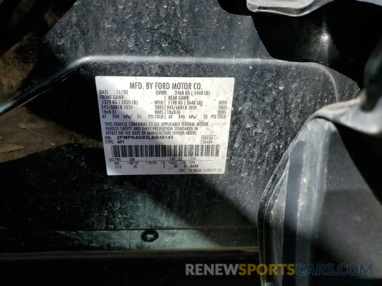 14 Photograph of a damaged car 2FMPK4G93LBB48145 FORD EDGE 2020