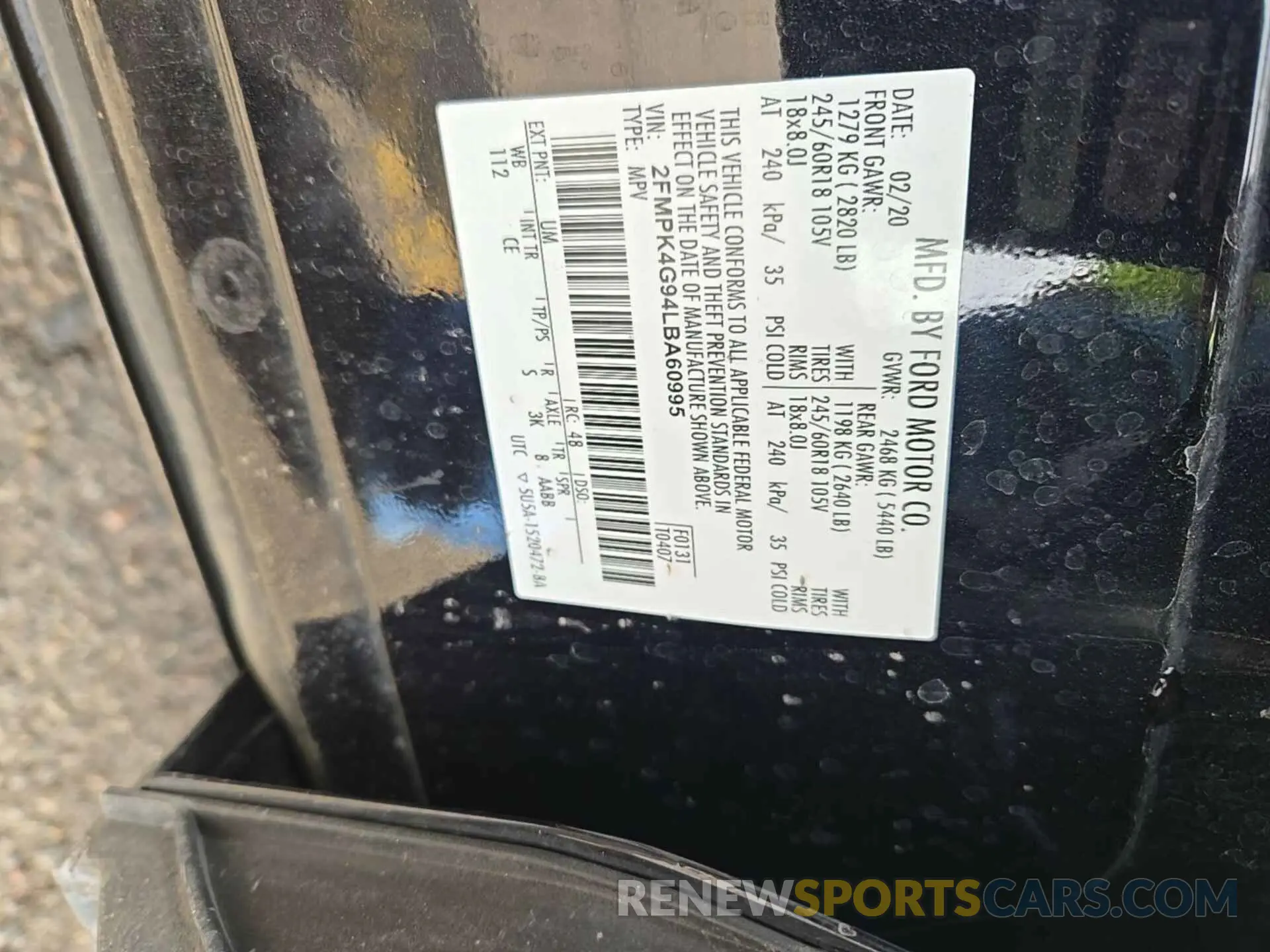 3 Photograph of a damaged car 2FMPK4G94LBA60995 FORD EDGE 2020