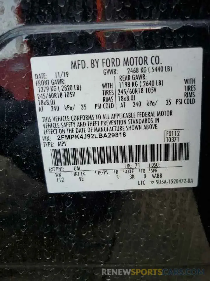13 Photograph of a damaged car 2FMPK4J92LBA29818 FORD EDGE 2020