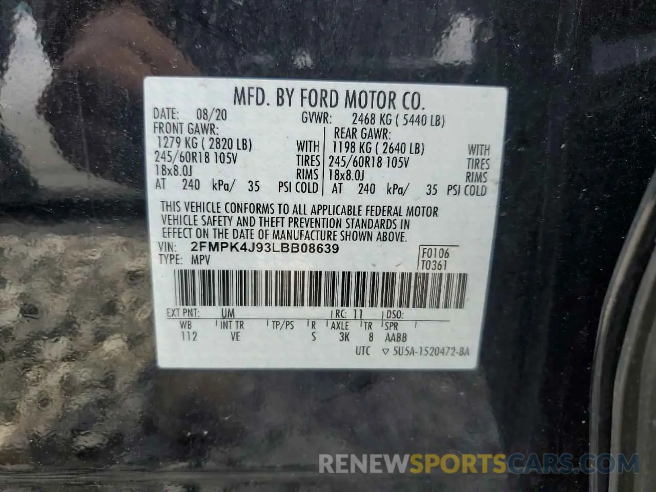 13 Photograph of a damaged car 2FMPK4J93LBB08639 FORD EDGE 2020