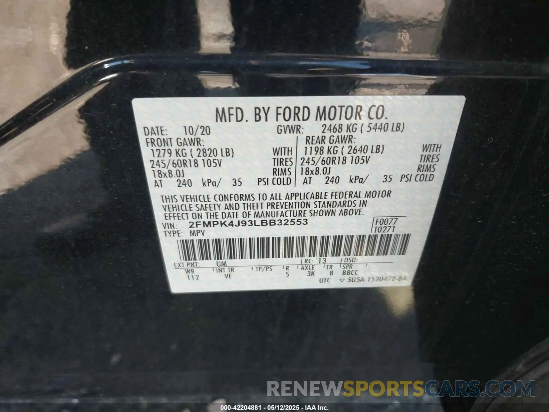 9 Photograph of a damaged car 2FMPK4J93LBB32553 FORD EDGE 2020