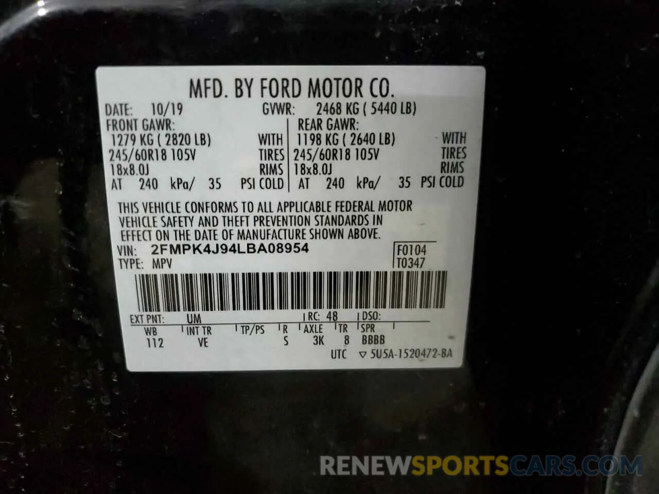 13 Photograph of a damaged car 2FMPK4J94LBA08954 FORD EDGE 2020