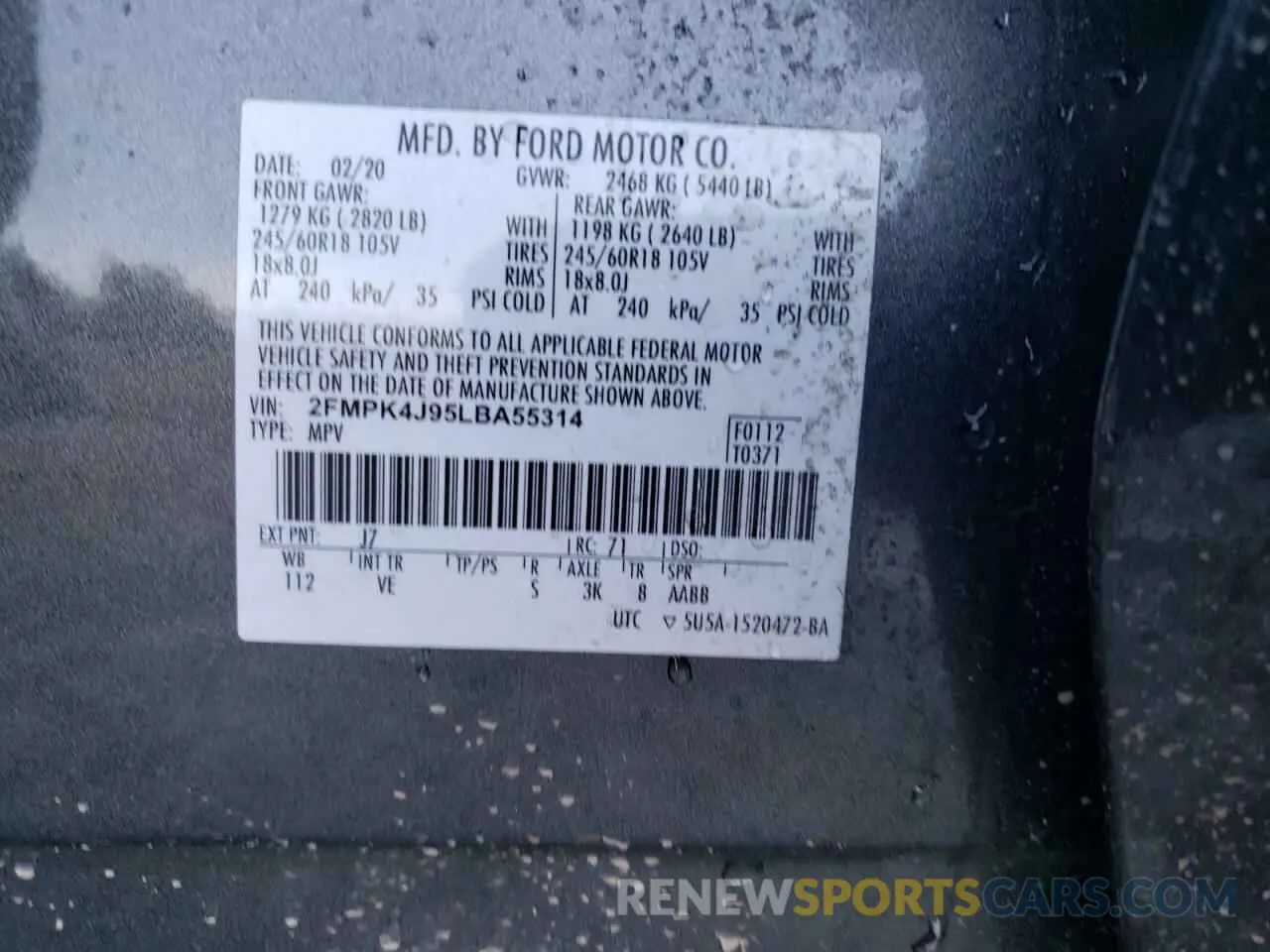 13 Photograph of a damaged car 2FMPK4J95LBA55314 FORD EDGE 2020