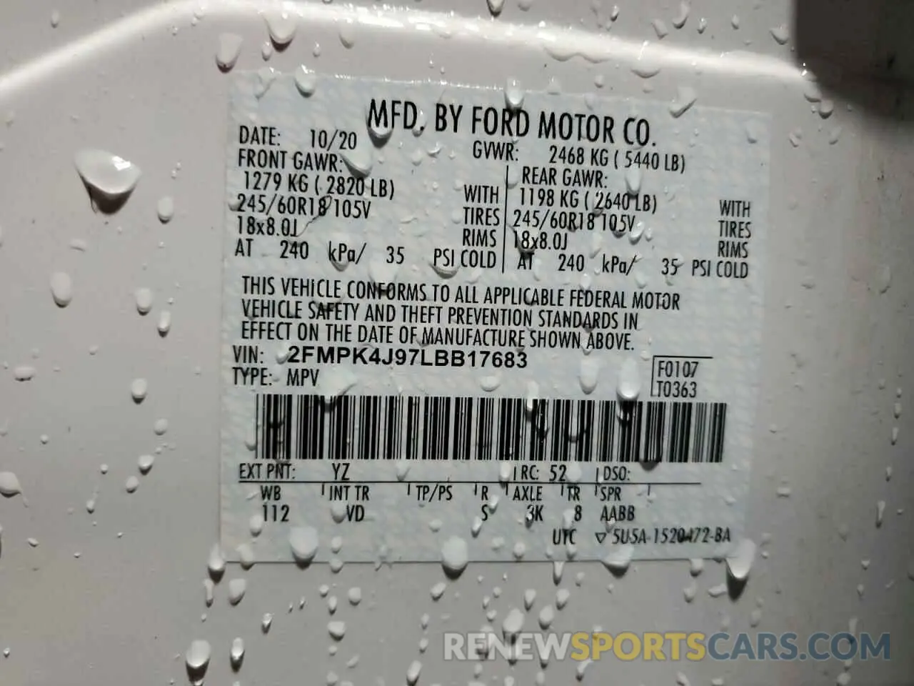 12 Photograph of a damaged car 2FMPK4J97LBB17683 FORD EDGE 2020