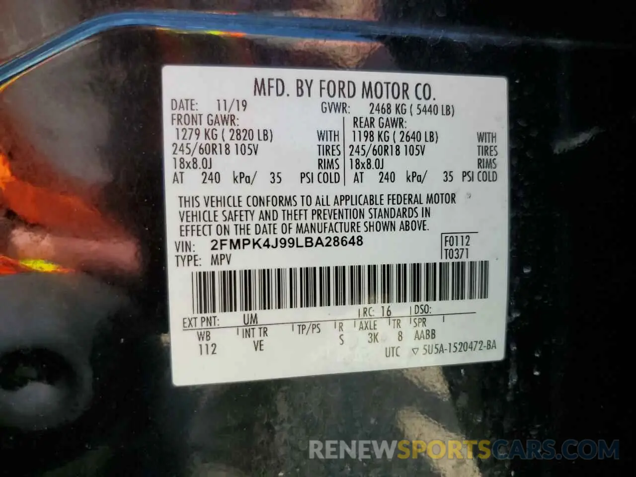 14 Photograph of a damaged car 2FMPK4J99LBA28648 FORD EDGE 2020