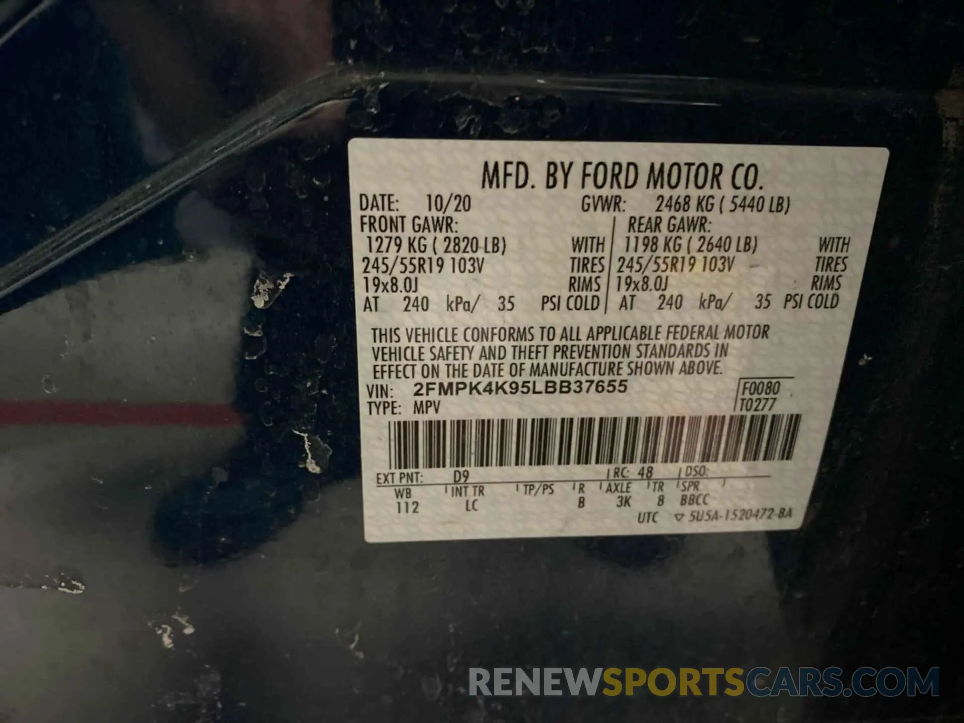 6 Photograph of a damaged car 2FMPK4K95LBB37655 FORD EDGE 2020