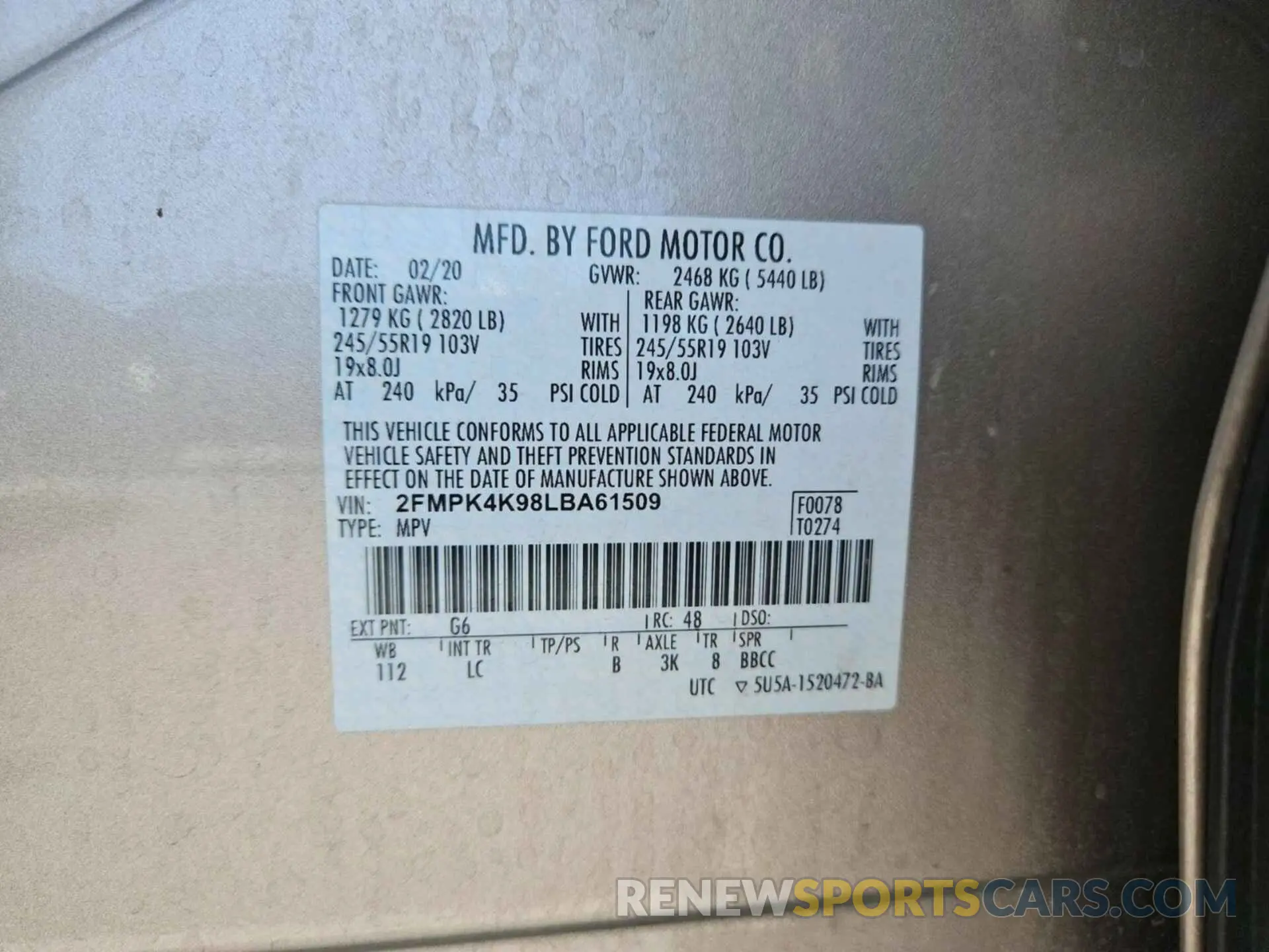 24 Photograph of a damaged car 2FMPK4K98LBA61509 FORD EDGE 2020