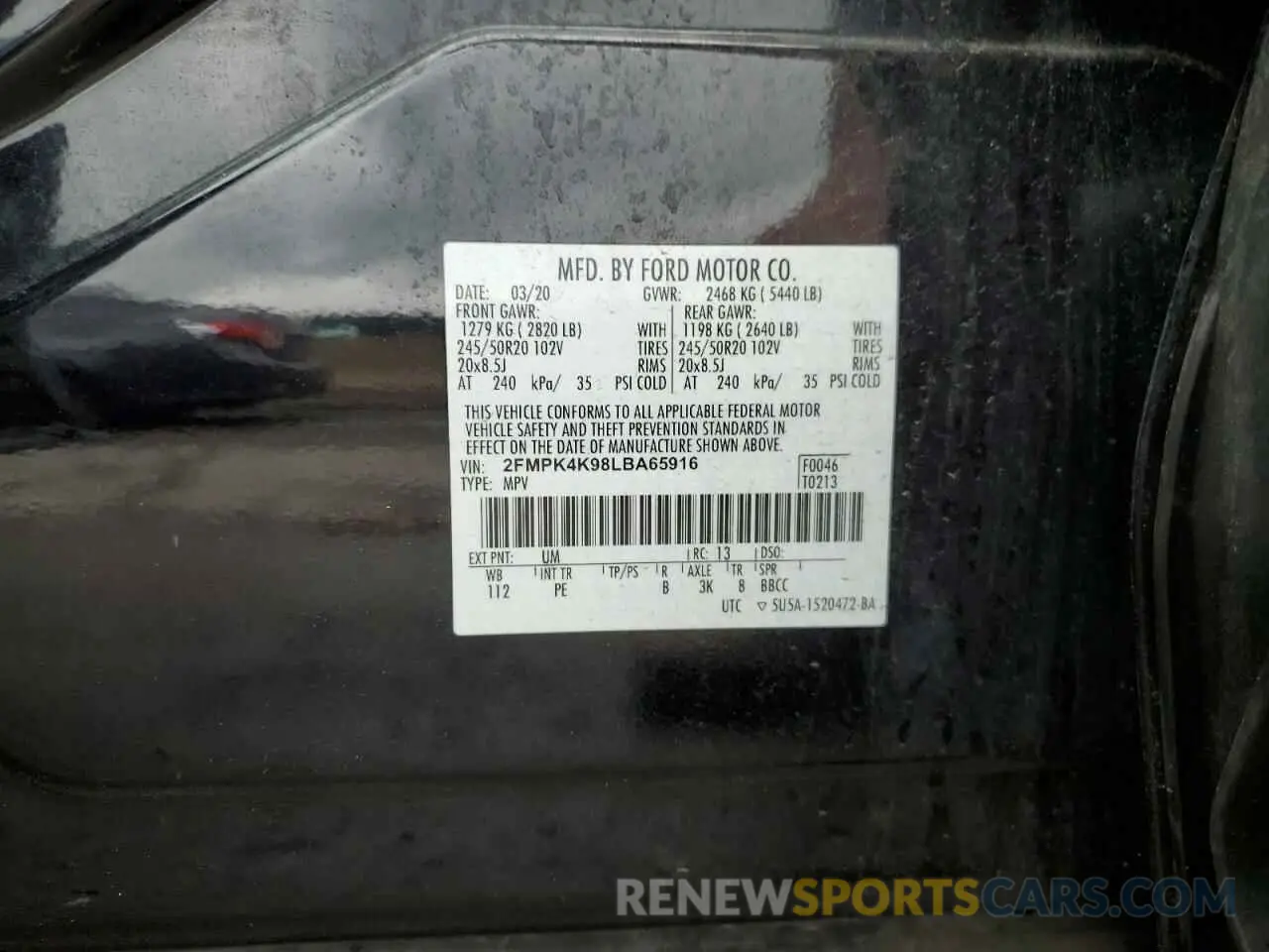 14 Photograph of a damaged car 2FMPK4K98LBA65916 FORD EDGE 2020