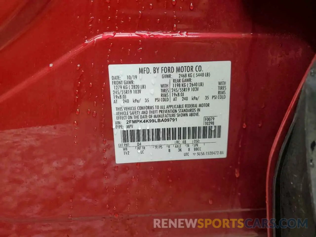 13 Photograph of a damaged car 2FMPK4K99LBA09791 FORD EDGE 2020