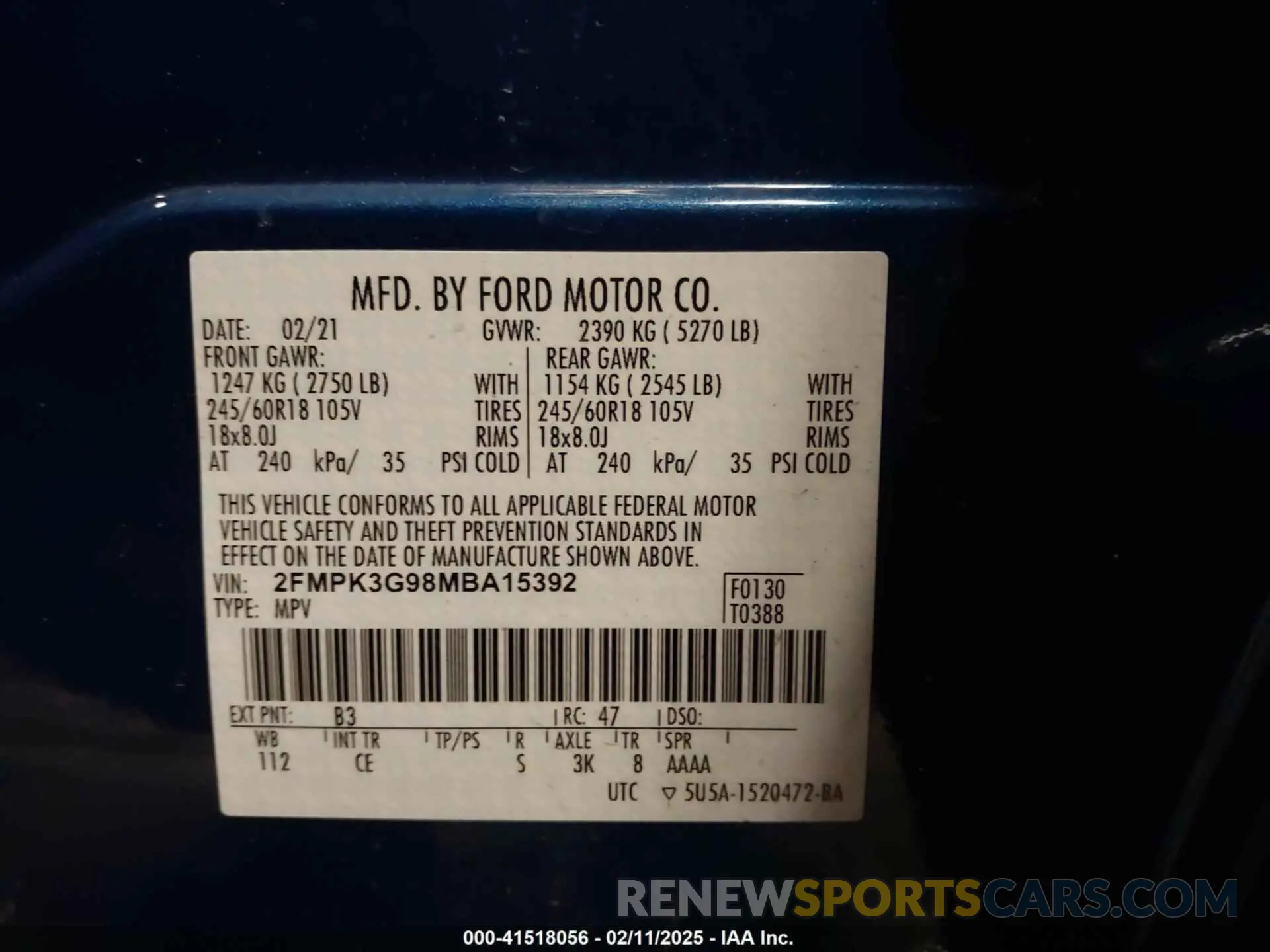 9 Photograph of a damaged car 2FMPK3G98MBA15392 FORD EDGE 2021