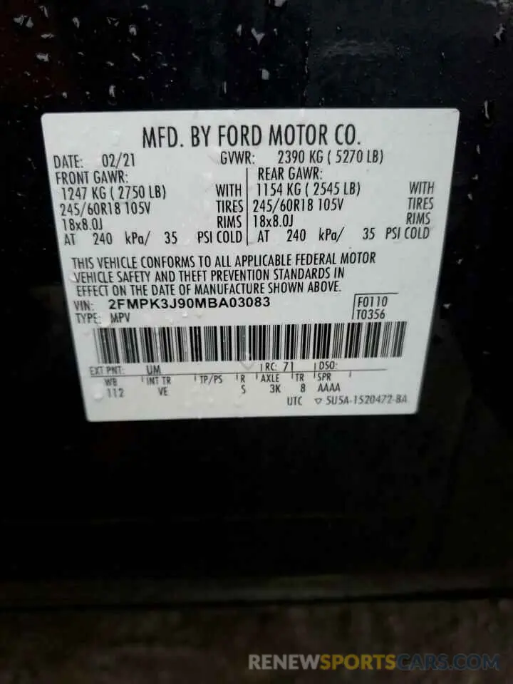 14 Photograph of a damaged car 2FMPK3J90MBA03083 FORD EDGE 2021