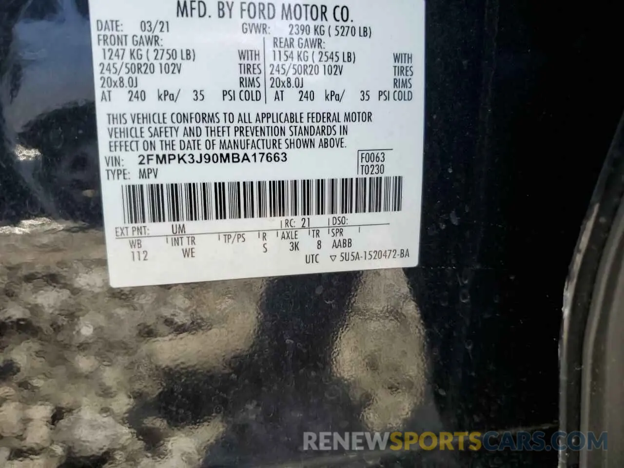 14 Photograph of a damaged car 2FMPK3J90MBA17663 FORD EDGE 2021
