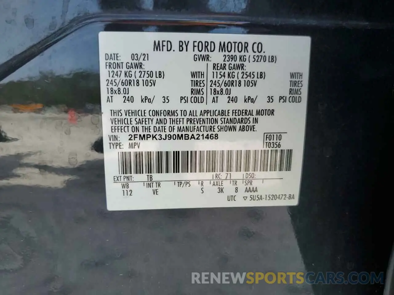 14 Photograph of a damaged car 2FMPK3J90MBA21468 FORD EDGE 2021