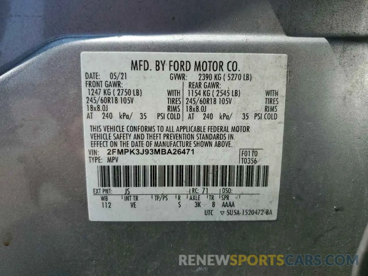 14 Photograph of a damaged car 2FMPK3J93MBA26471 FORD EDGE 2021