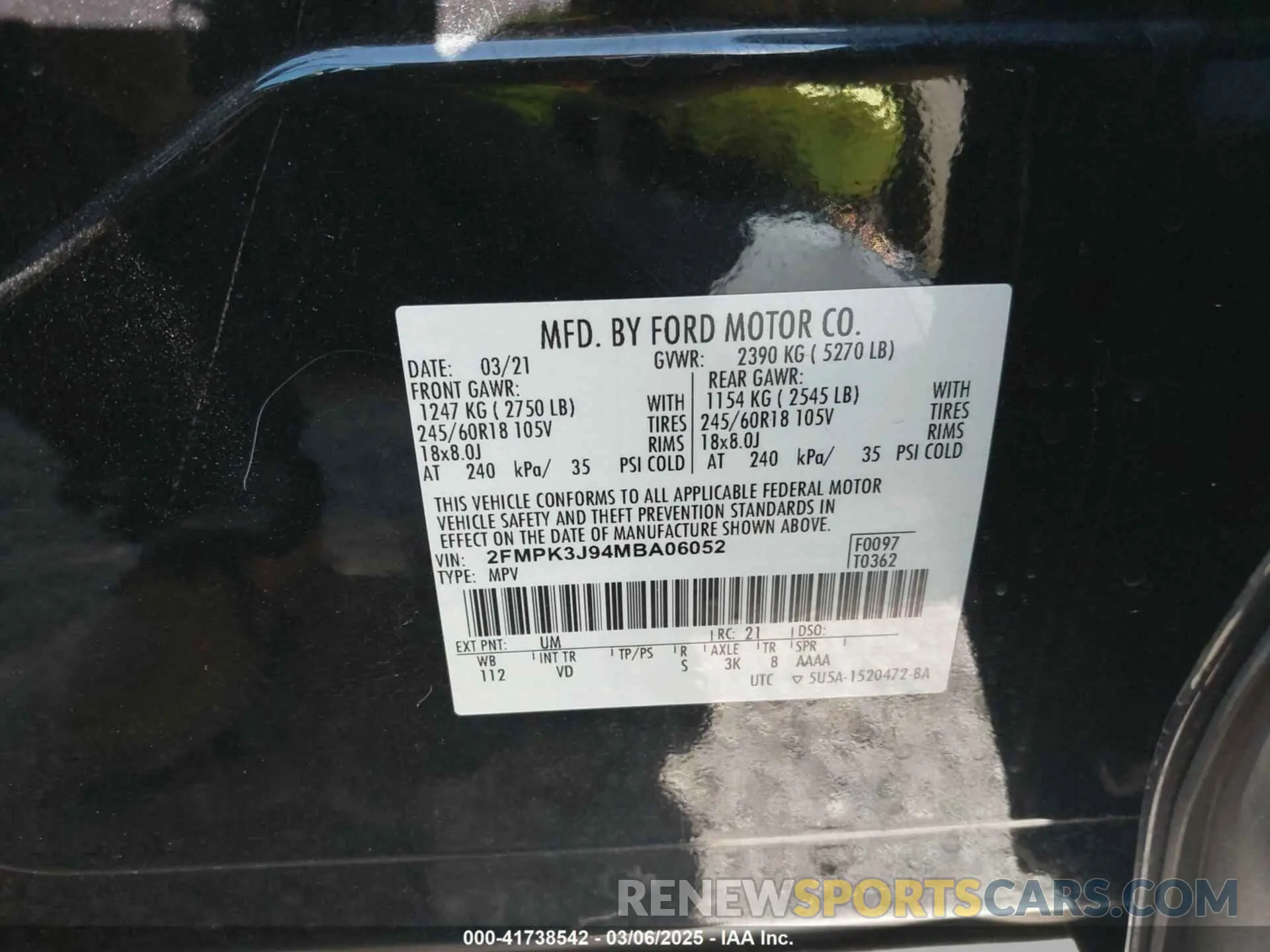 9 Photograph of a damaged car 2FMPK3J94MBA06052 FORD EDGE 2021