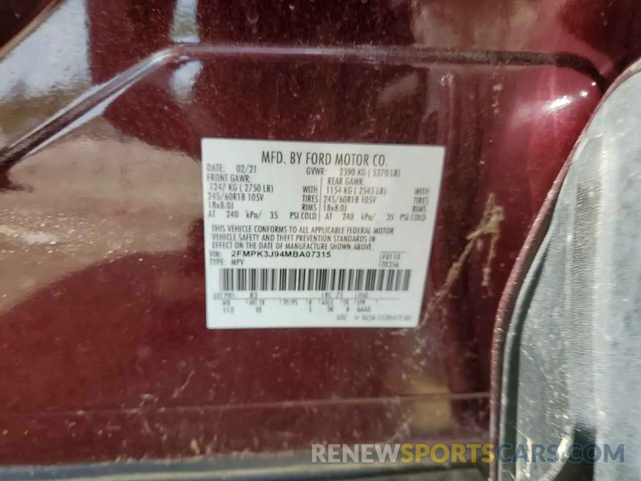 14 Photograph of a damaged car 2FMPK3J94MBA07315 FORD EDGE 2021