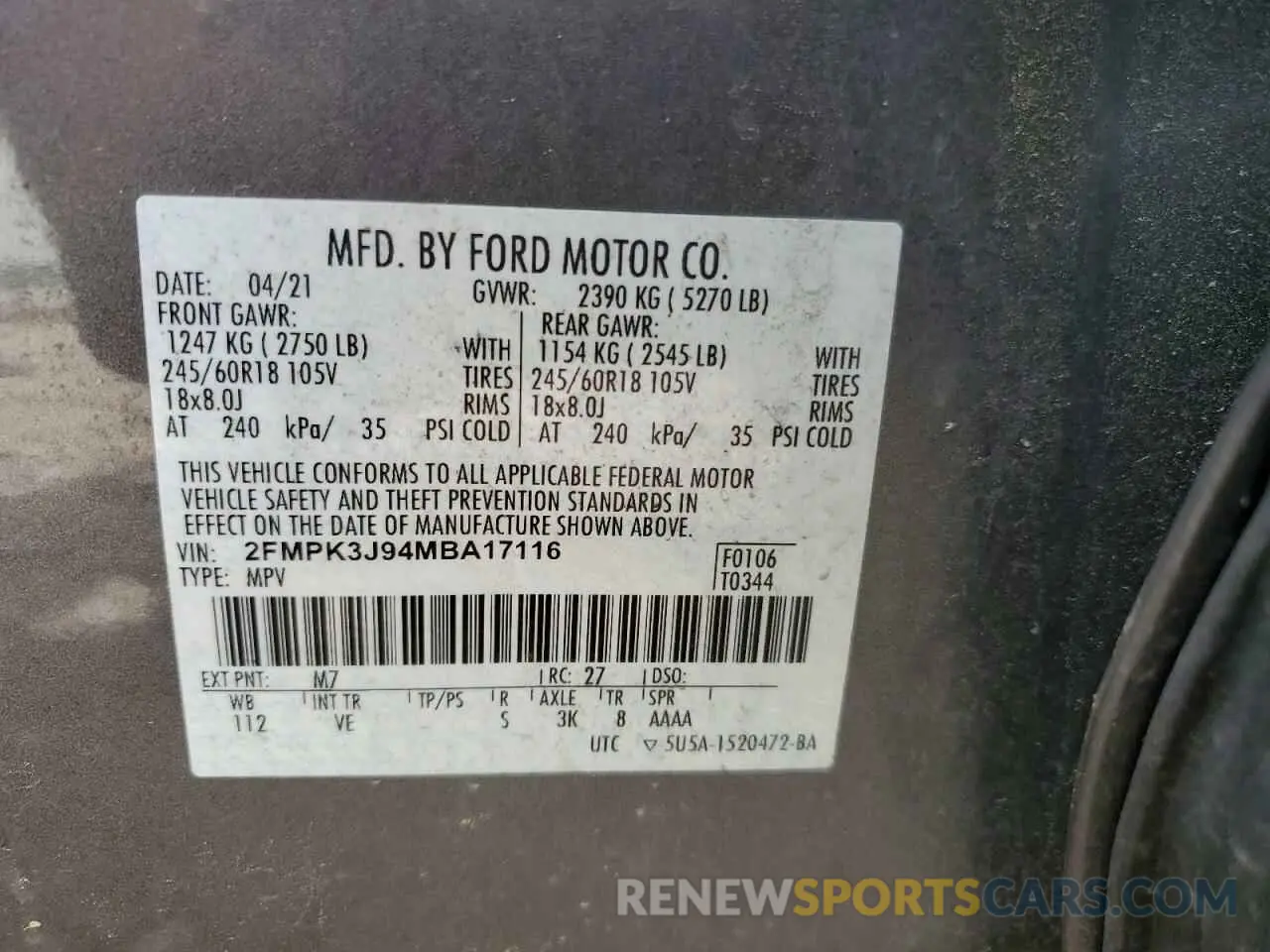 13 Photograph of a damaged car 2FMPK3J94MBA17116 FORD EDGE 2021