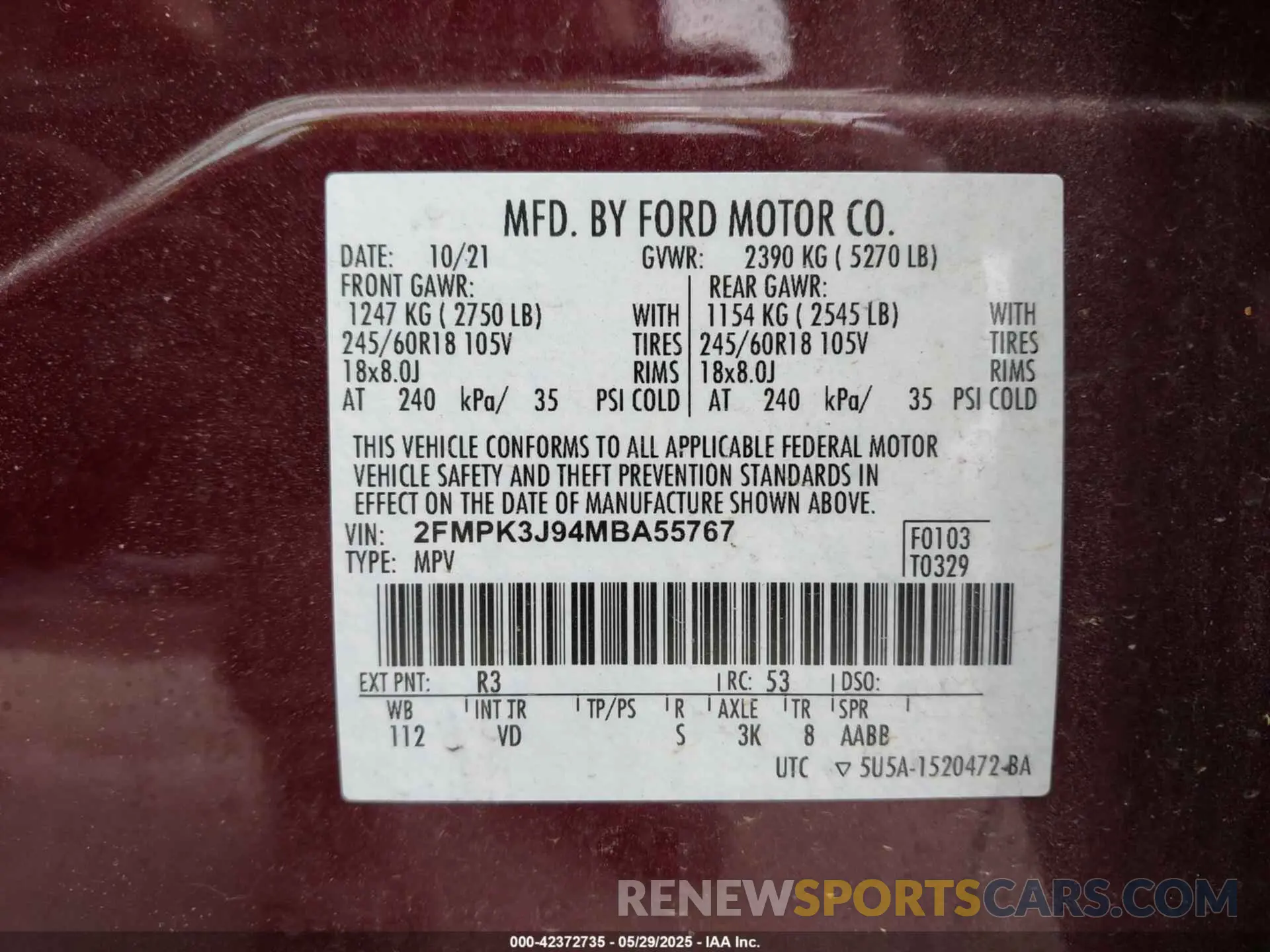 9 Photograph of a damaged car 2FMPK3J94MBA55767 FORD EDGE 2021