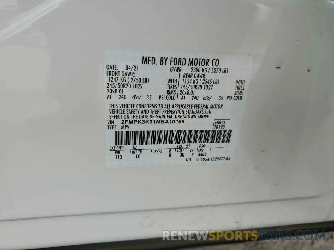 16 Photograph of a damaged car 2FMPK3K91MBA10168 FORD EDGE 2021