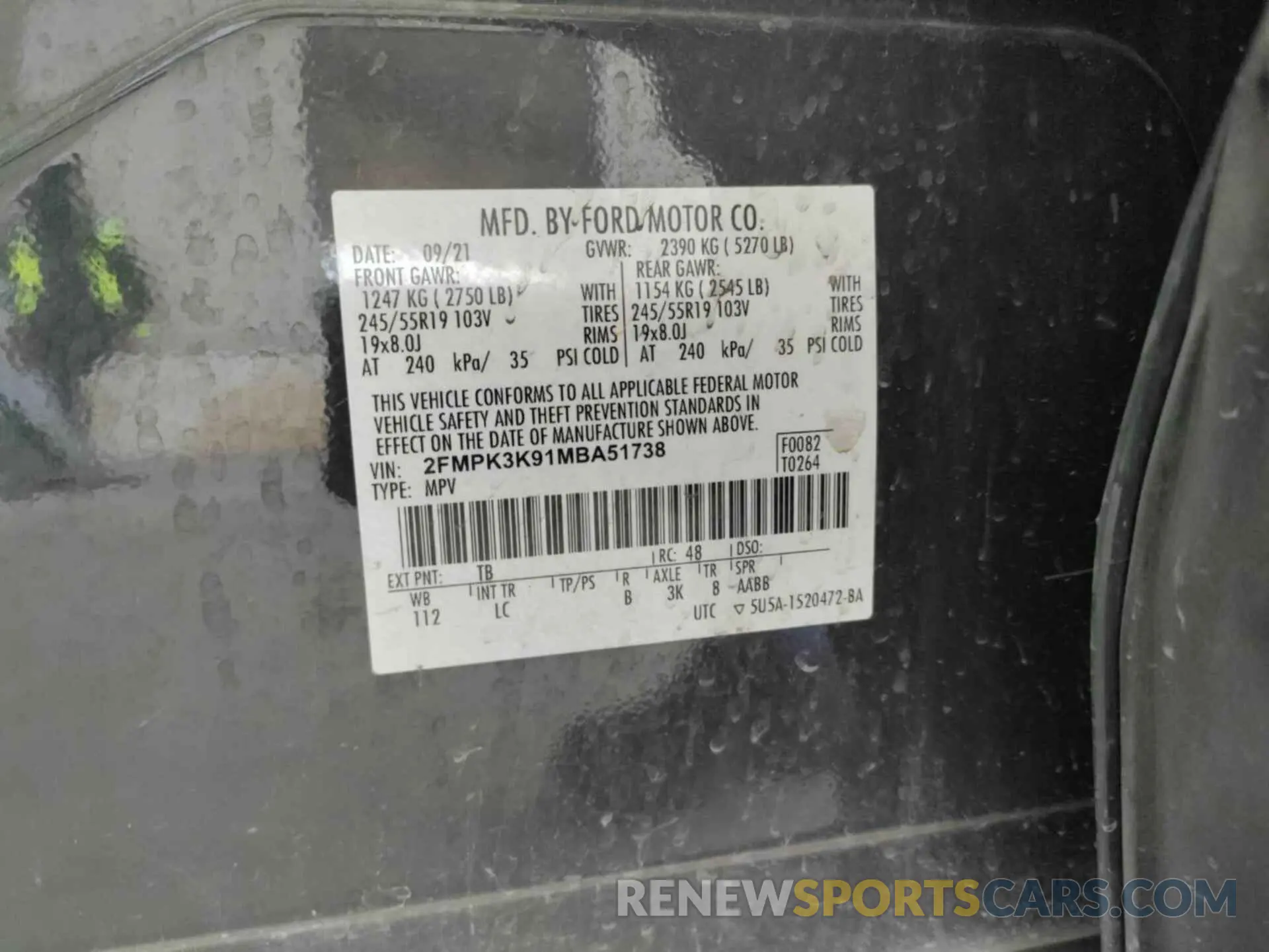 5 Photograph of a damaged car 2FMPK3K91MBA51738 FORD EDGE 2021