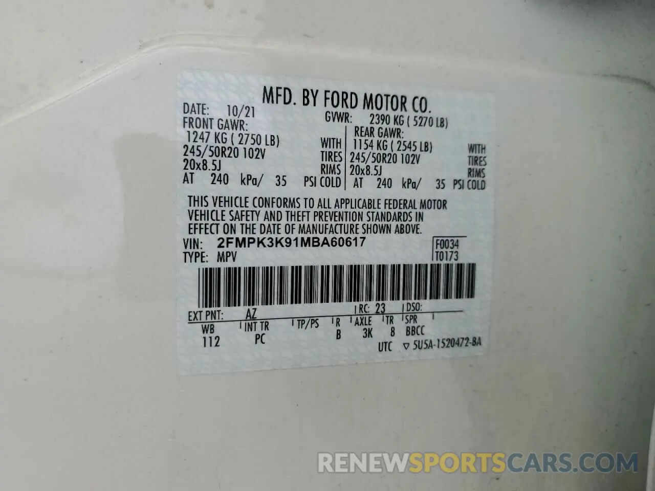 13 Photograph of a damaged car 2FMPK3K91MBA60617 FORD EDGE 2021