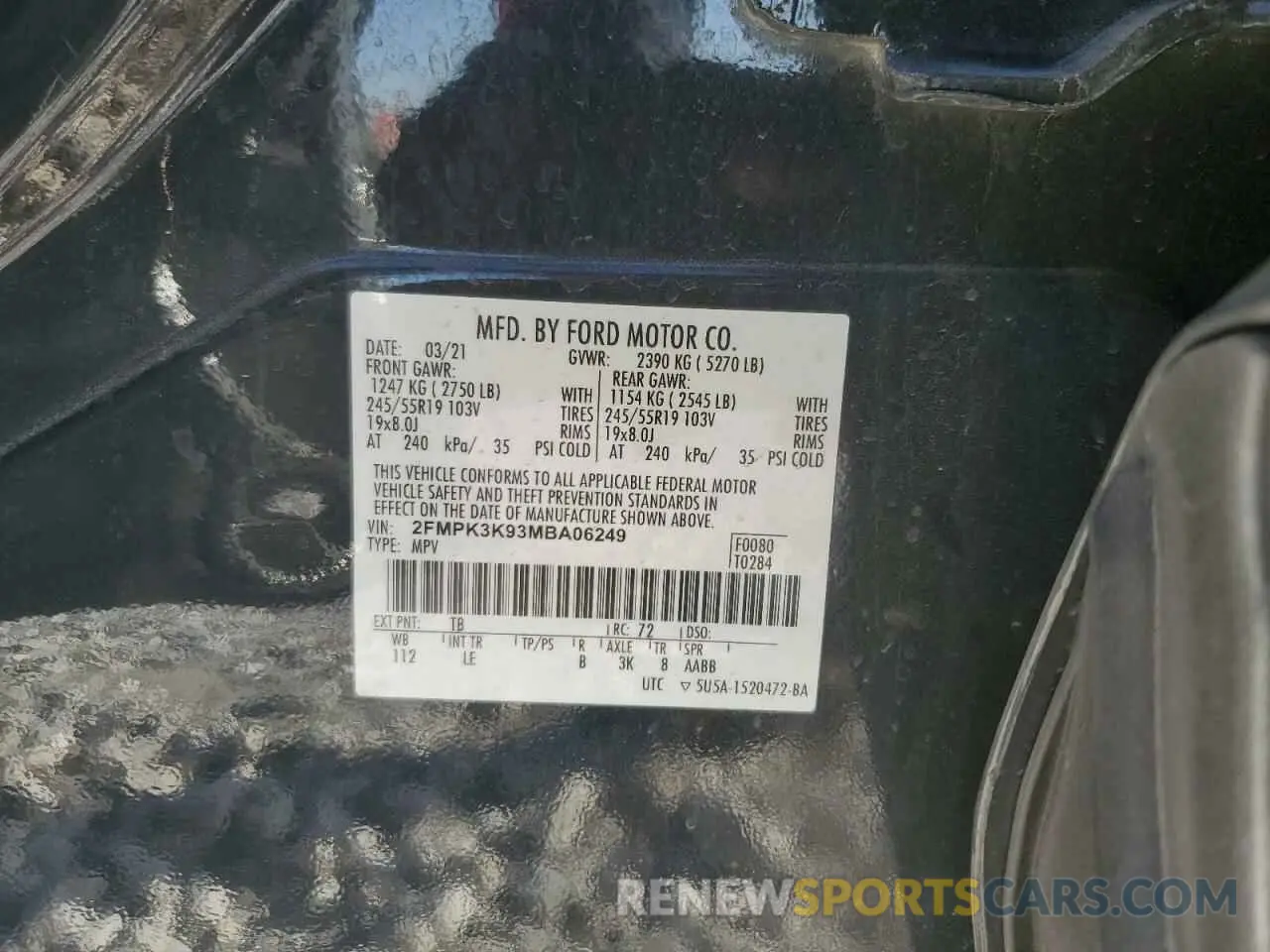 12 Photograph of a damaged car 2FMPK3K93MBA06249 FORD EDGE 2021