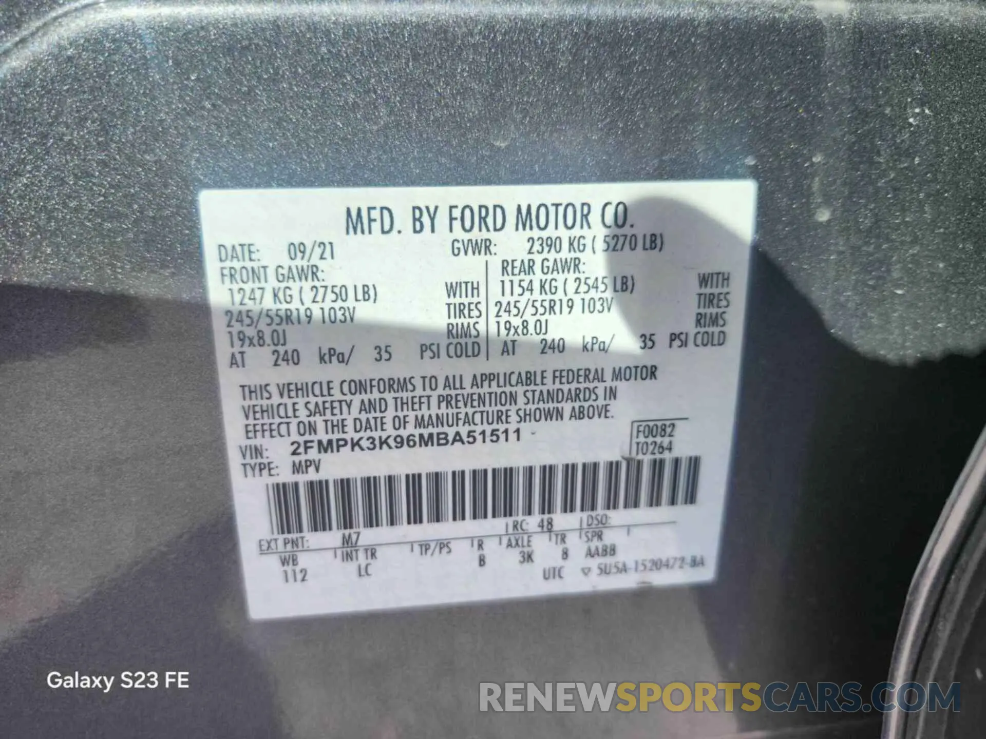 23 Photograph of a damaged car 2FMPK3K96MBA51511 FORD EDGE 2021