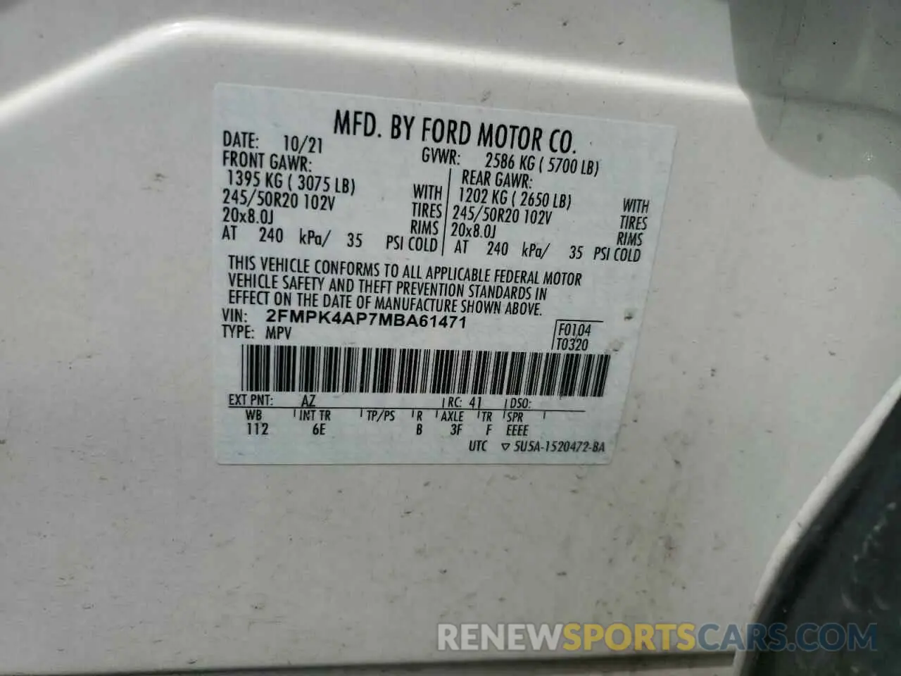 13 Photograph of a damaged car 2FMPK4AP7MBA61471 FORD EDGE 2021