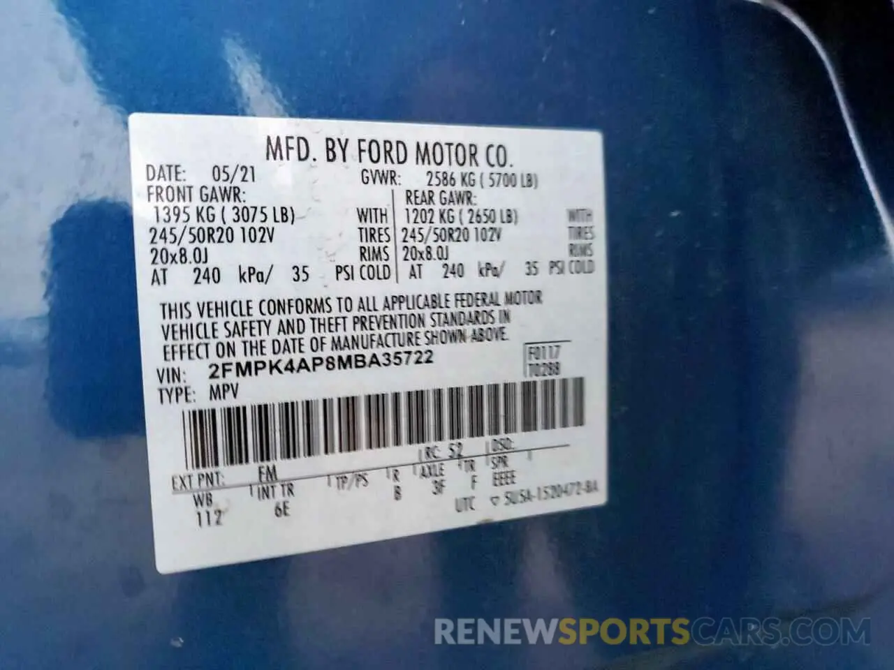 16 Photograph of a damaged car 2FMPK4AP8MBA35722 FORD EDGE 2021