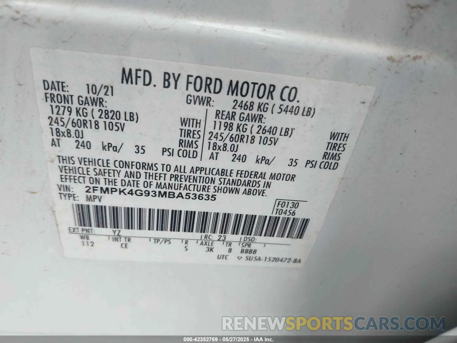 9 Photograph of a damaged car 2FMPK4G93MBA53635 FORD EDGE 2021