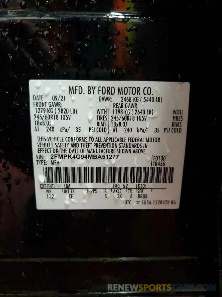 14 Photograph of a damaged car 2FMPK4G94MBA51277 FORD EDGE 2021