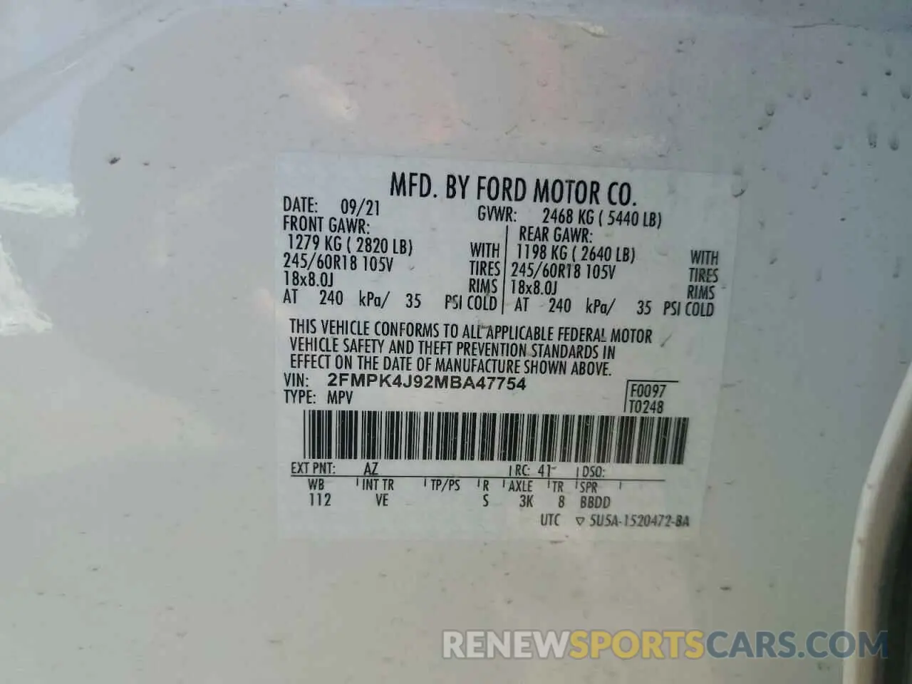 13 Photograph of a damaged car 2FMPK4J92MBA47754 FORD EDGE 2021
