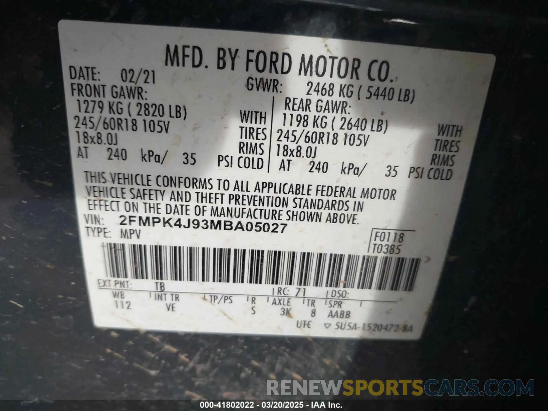 9 Photograph of a damaged car 2FMPK4J93MBA05027 FORD EDGE 2021