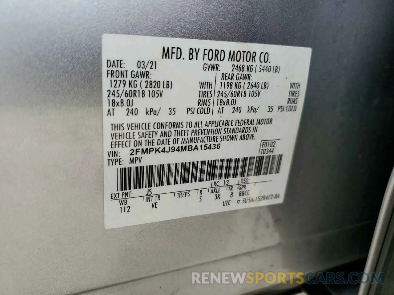 13 Photograph of a damaged car 2FMPK4J94MBA15436 FORD EDGE 2021