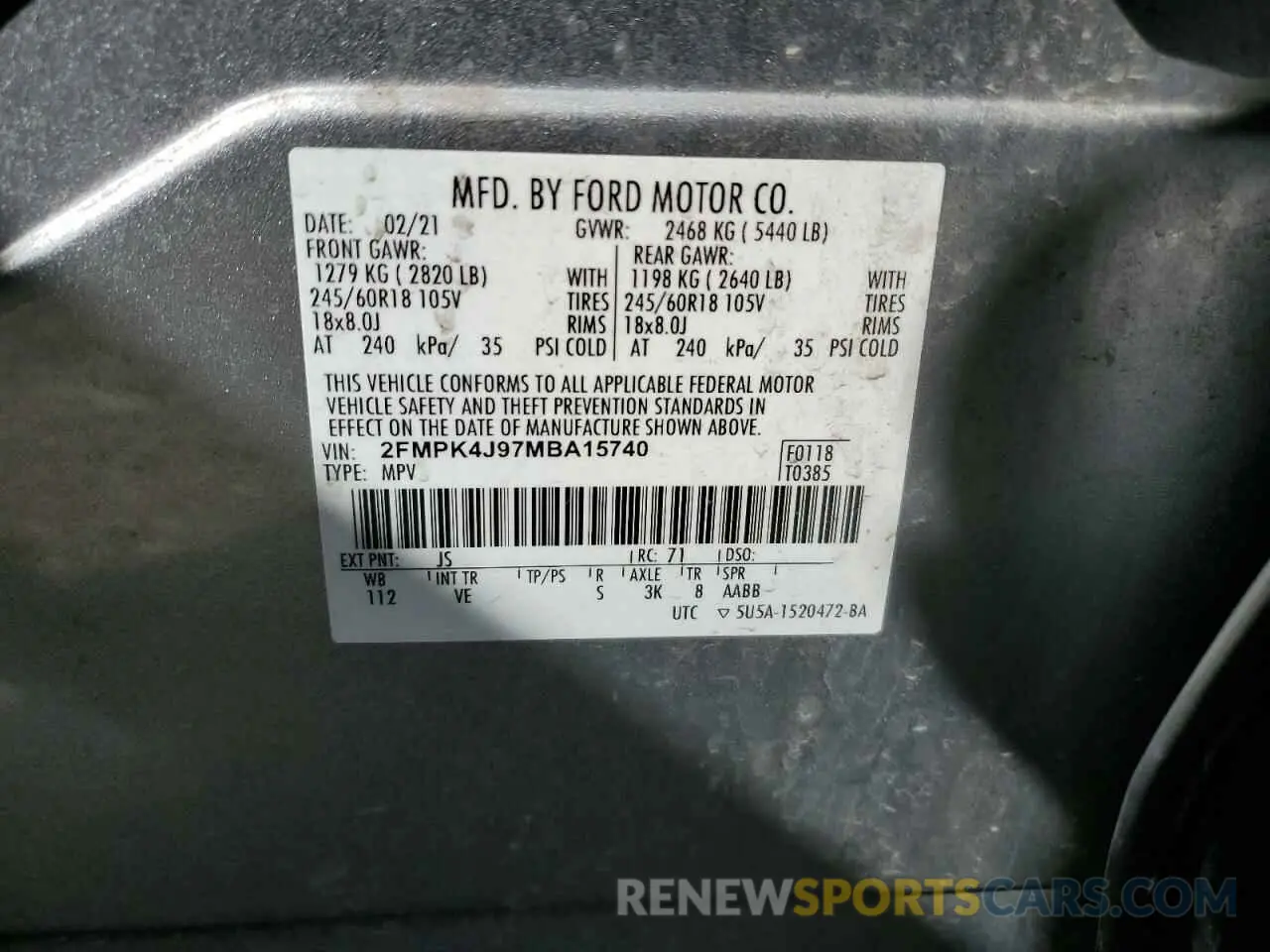 13 Photograph of a damaged car 2FMPK4J97MBA15740 FORD EDGE 2021