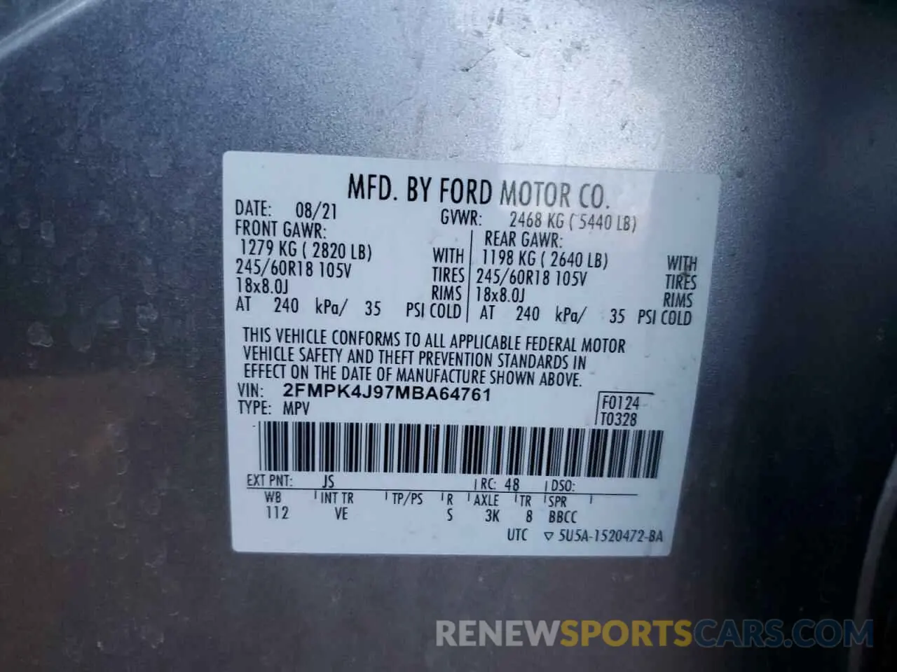 15 Photograph of a damaged car 2FMPK4J97MBA64761 FORD EDGE 2021