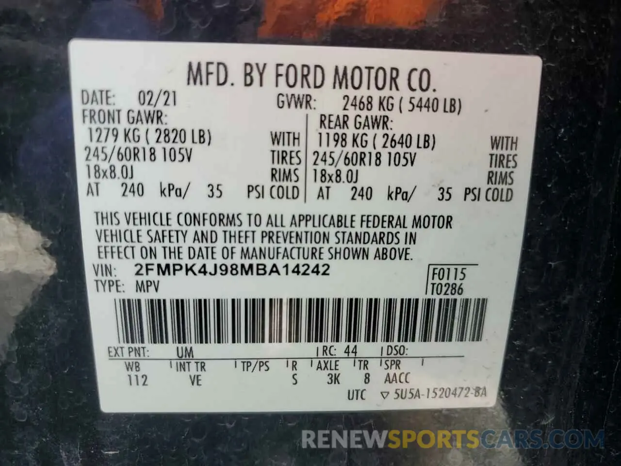15 Photograph of a damaged car 2FMPK4J98MBA14242 FORD EDGE 2021