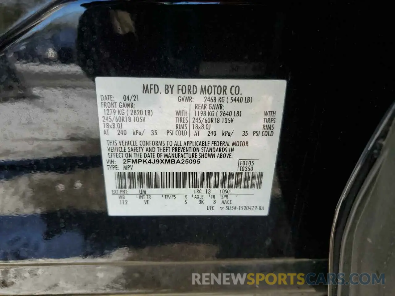 14 Photograph of a damaged car 2FMPK4J9XMBA25095 FORD EDGE 2021