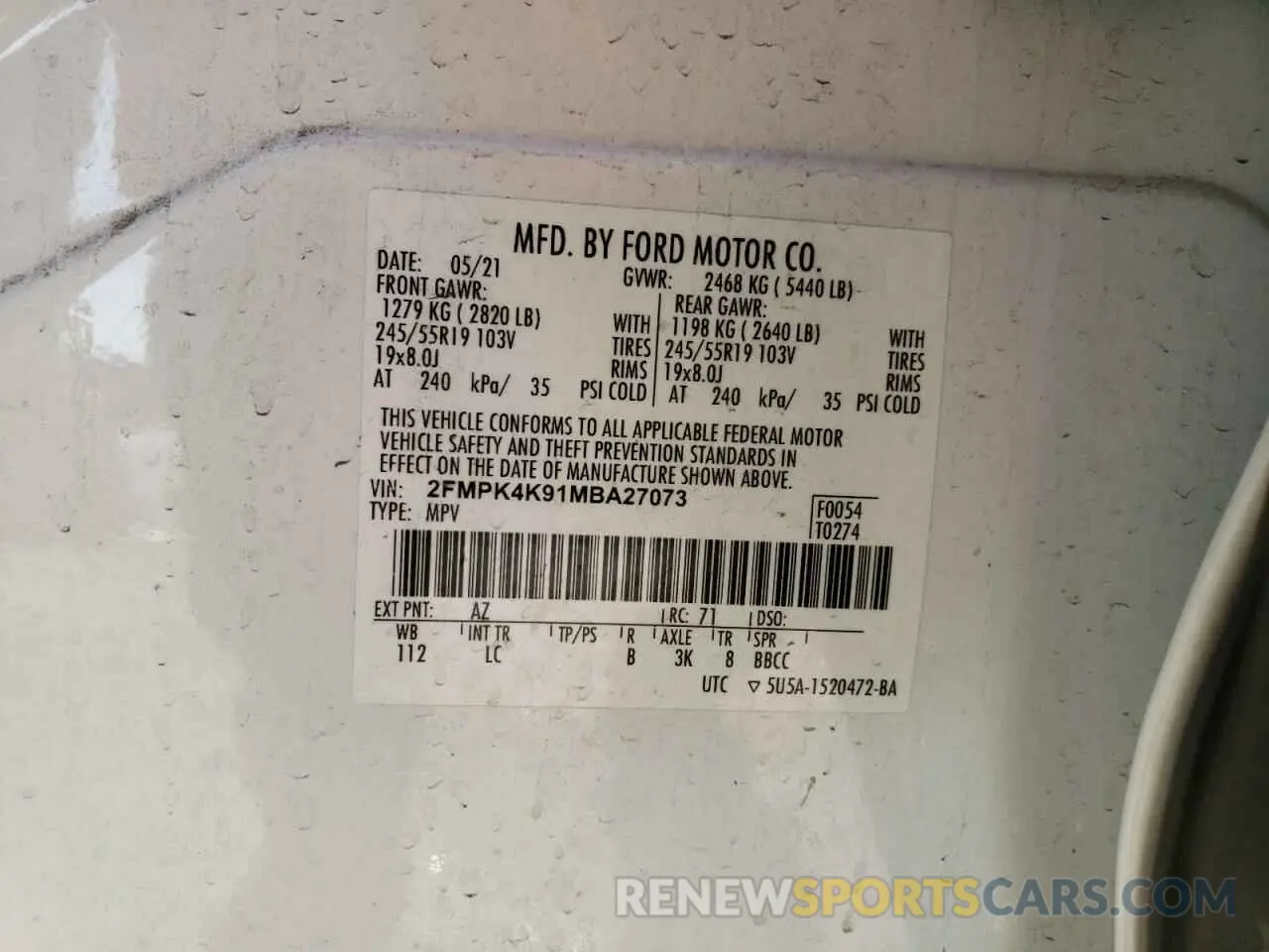 13 Photograph of a damaged car 2FMPK4K91MBA27073 FORD EDGE 2021