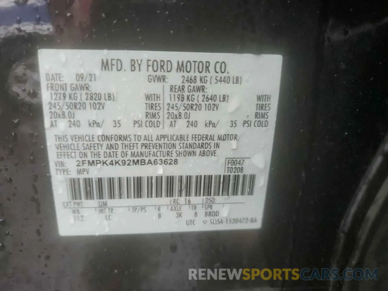 13 Photograph of a damaged car 2FMPK4K92MBA63628 FORD EDGE 2021