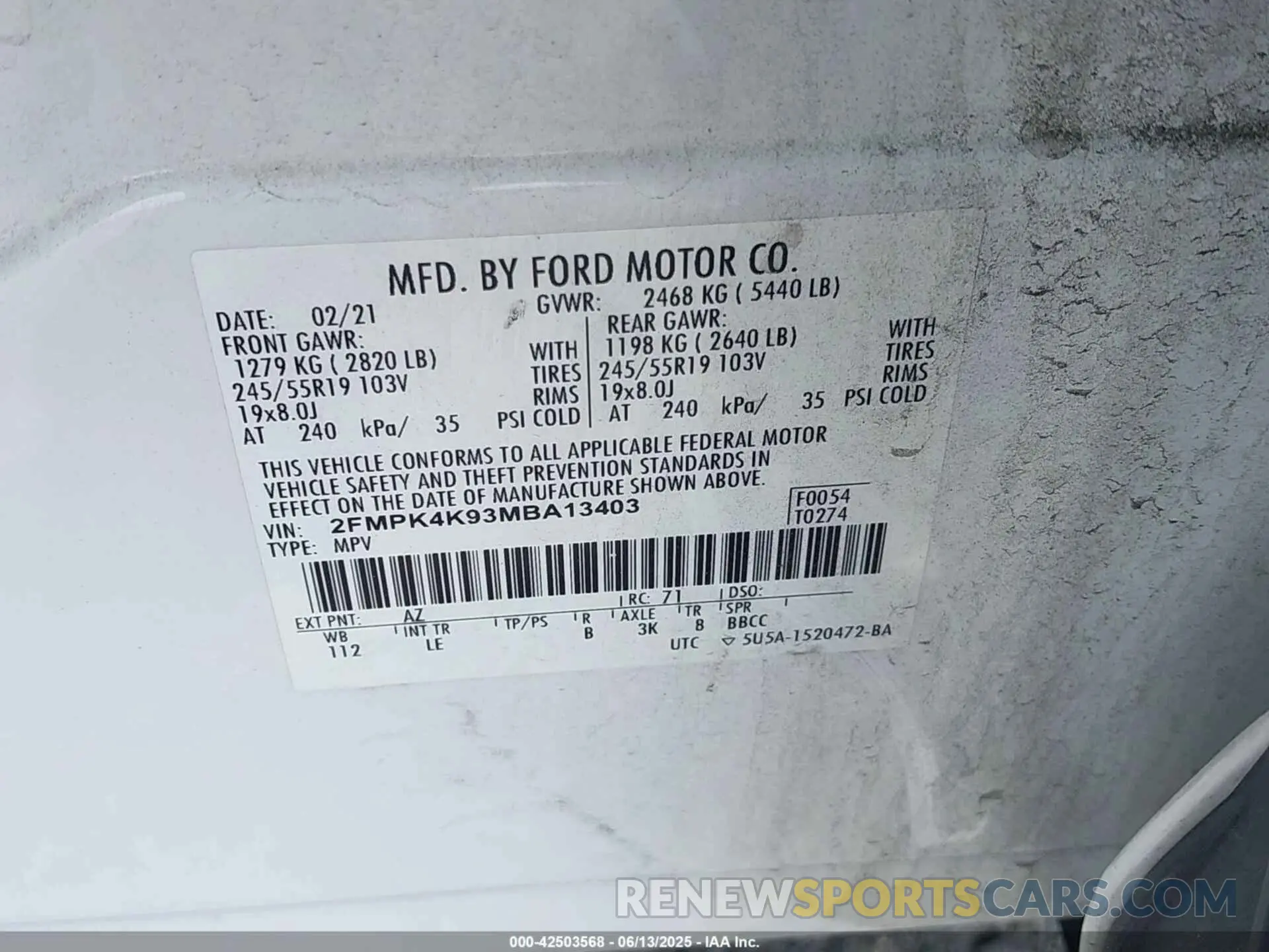 9 Photograph of a damaged car 2FMPK4K93MBA13403 FORD EDGE 2021